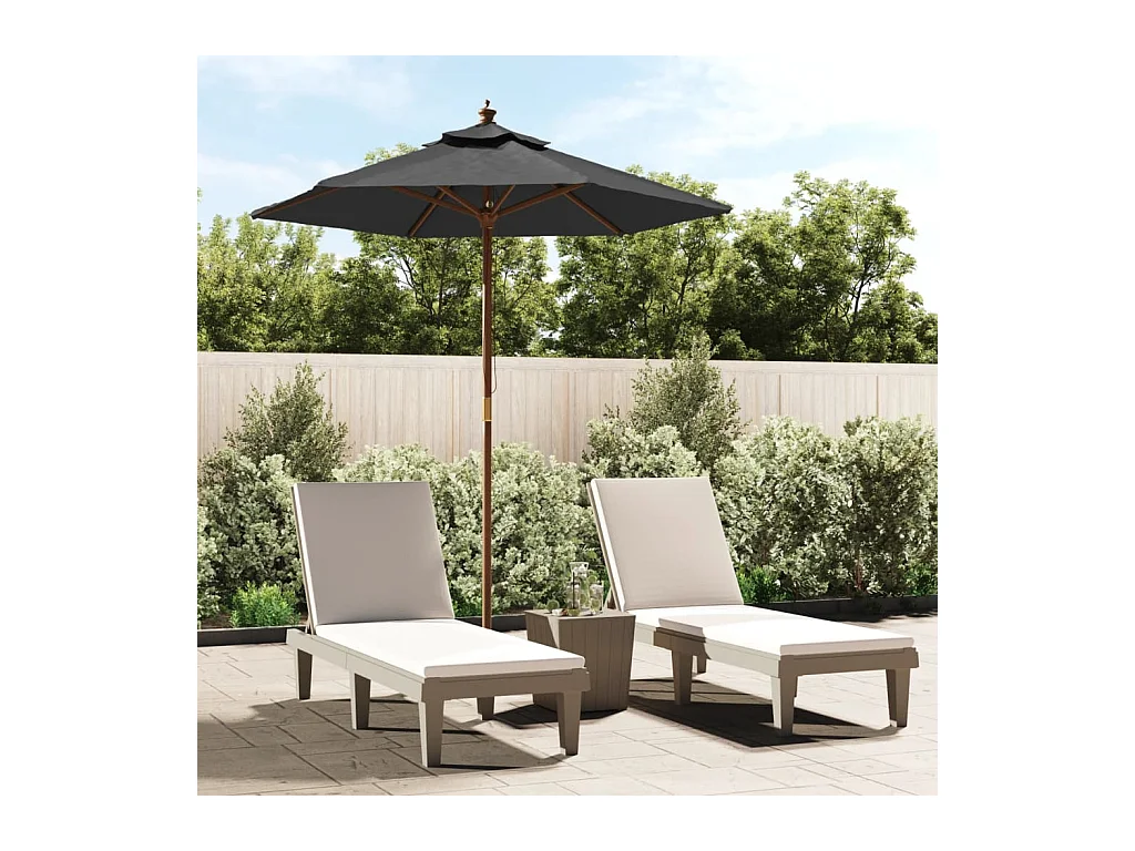 Parasol de jardin avec mât en bois anthracite 196x231 cm