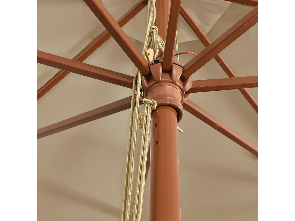 Guarda-sol jardim c/ poste madeira 400x273 cm cinza-acastanhado