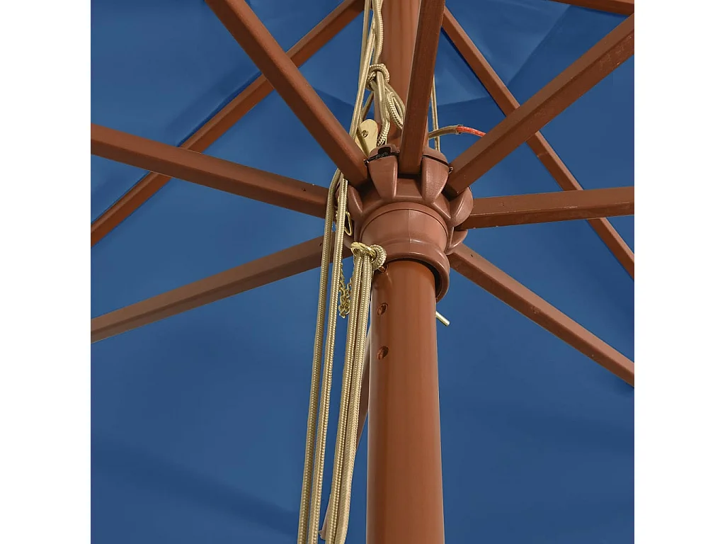 Parasol de jardin avec mât en bois bleu azuré 400x273 cm