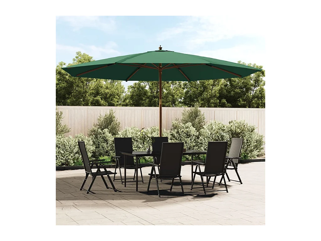 Parasol de jardin avec mât en bois vert 400x273 cm