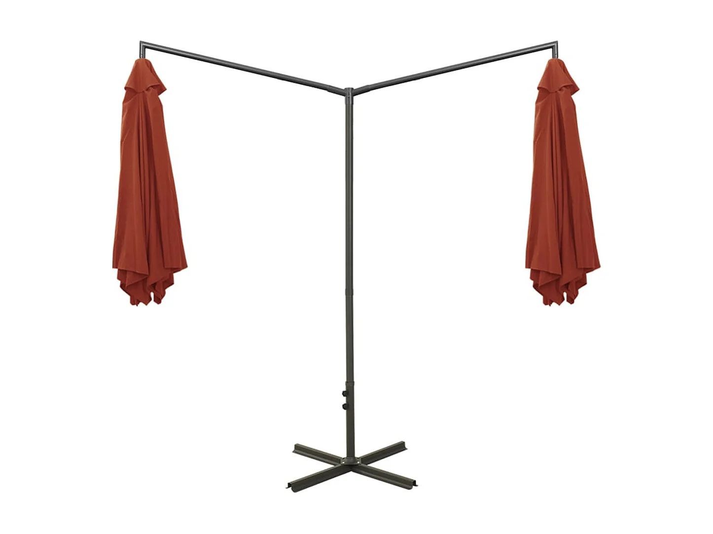 Sombrilla doble con palo de acero terracota 600 cm