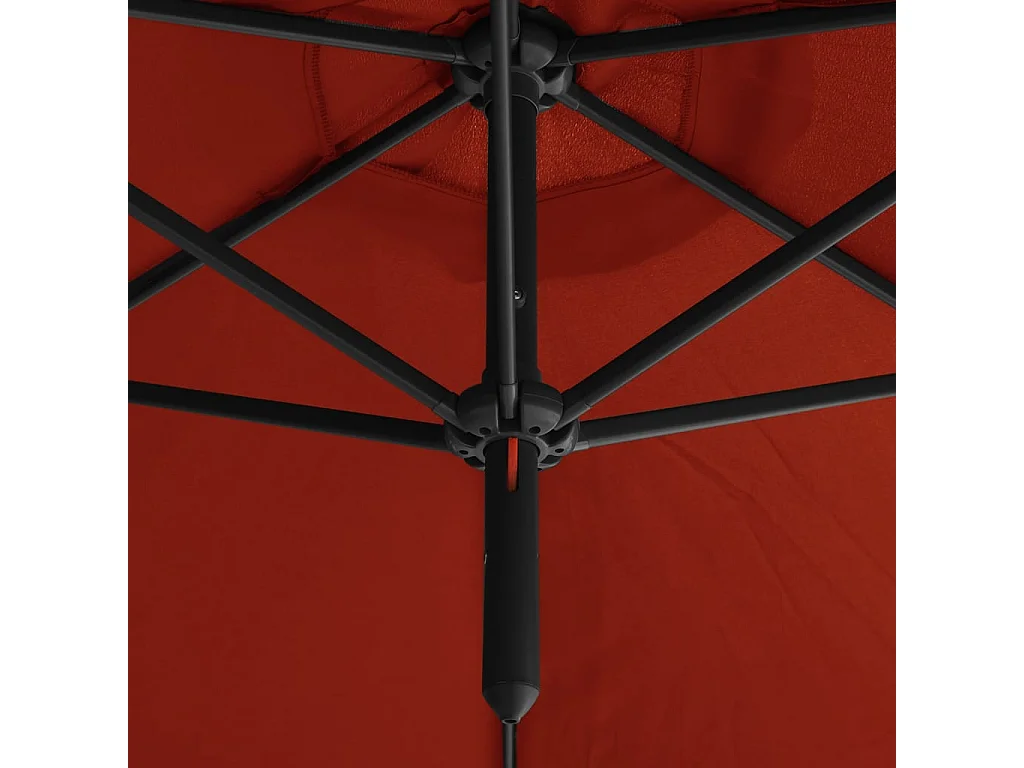 Sombrilla doble con palo de acero terracota 600 cm