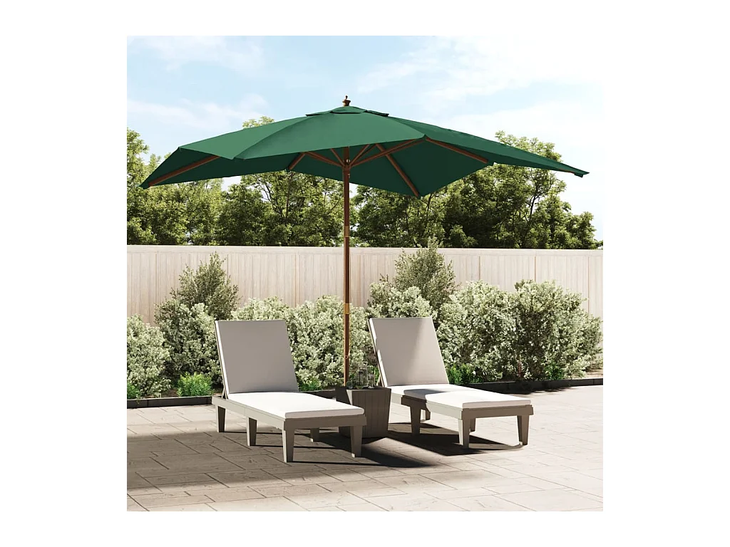 Parasol de jardin avec mât en bois vert 300x300x273 cm