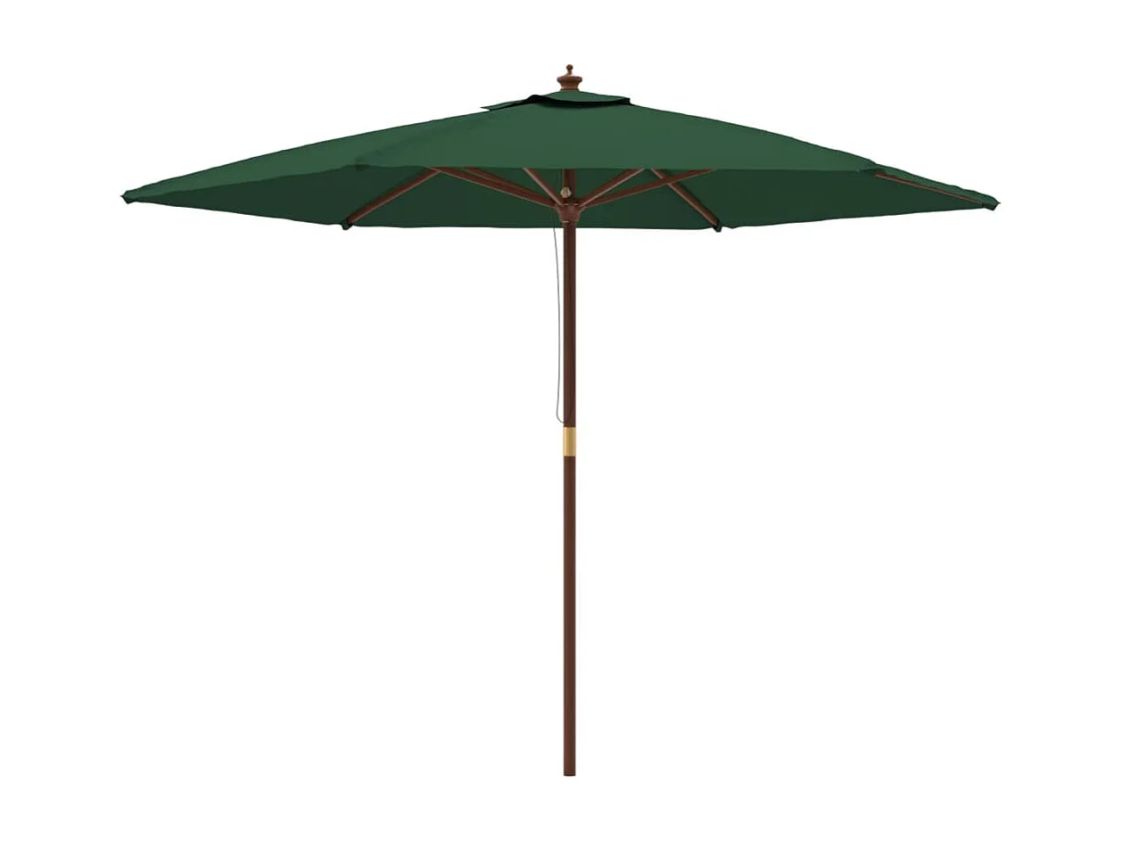 Parasol de jardin avec mât en bois vert 299x240 cm