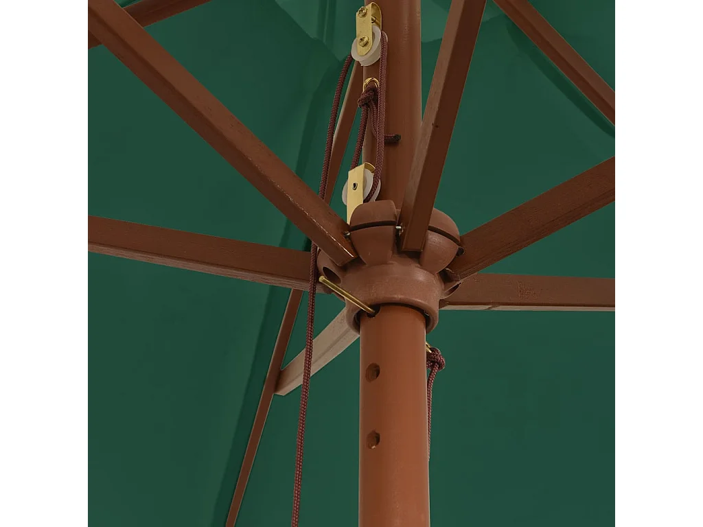 Parasol de jardin avec mât en bois vert 299x240 cm
