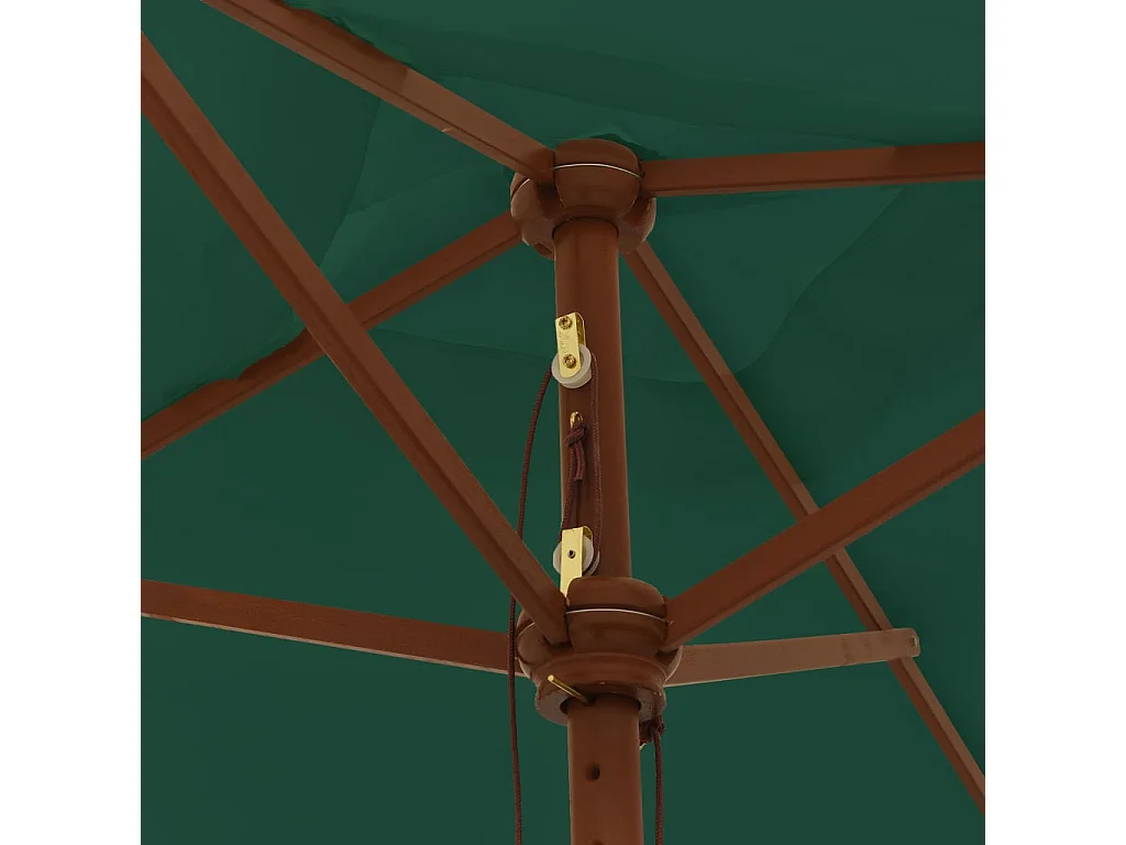 Parasol de jardin avec mât en bois vert 198x198x231 cm