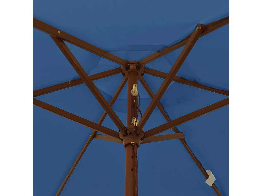 Parasol de jardin avec mât en bois bleu azuré 196x231 cm