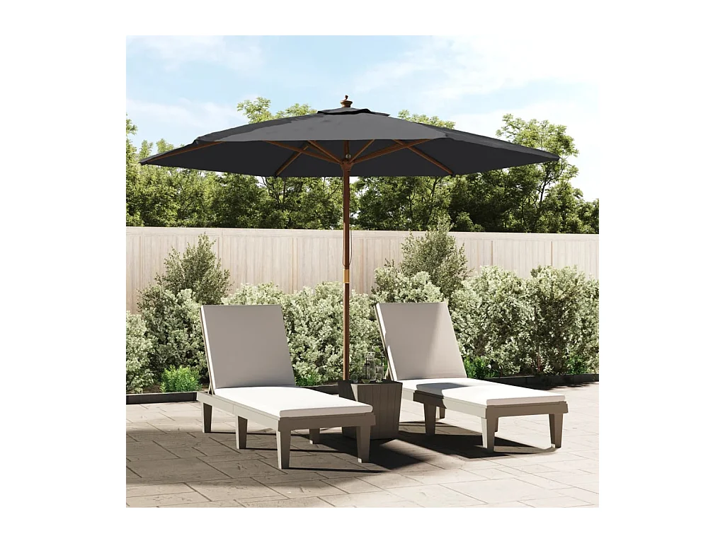 Parasol de jardin avec mât en bois noir 299x240 cm