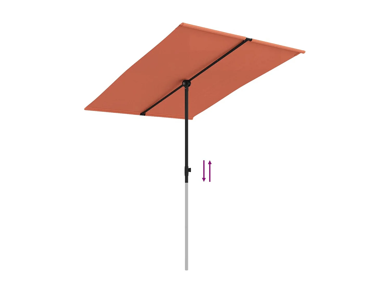 Guarda-sol exterior com mastro alumínio 2x1,5 m terracota