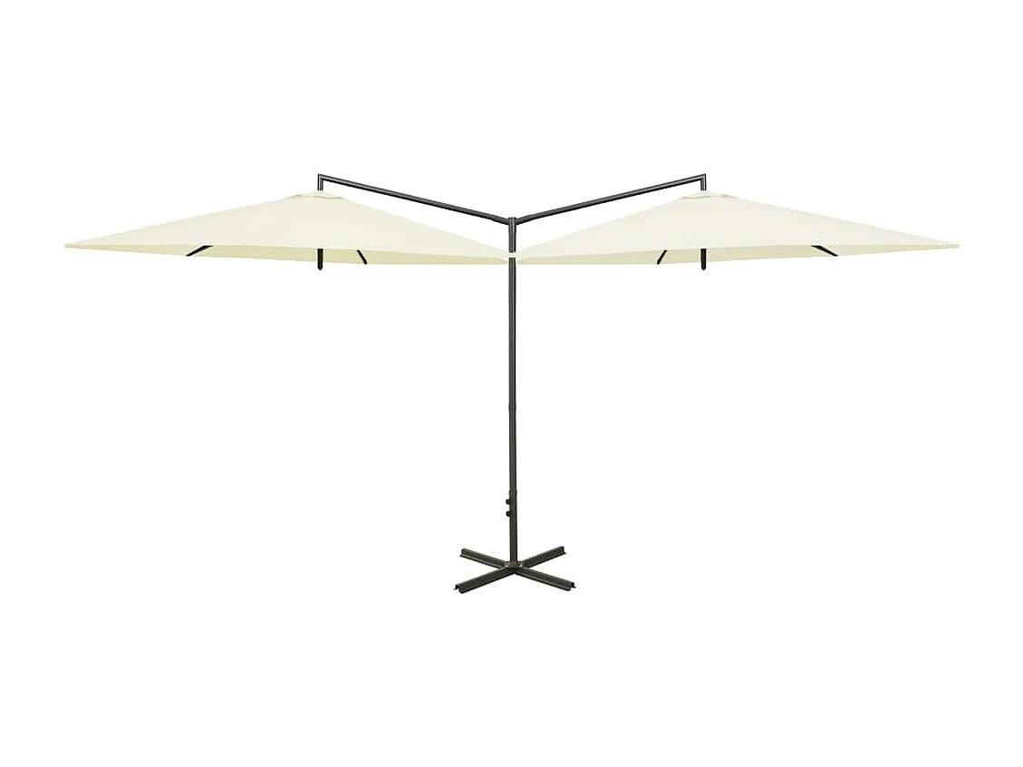Sombrilla doble con palo de acero color arena 600 cm
