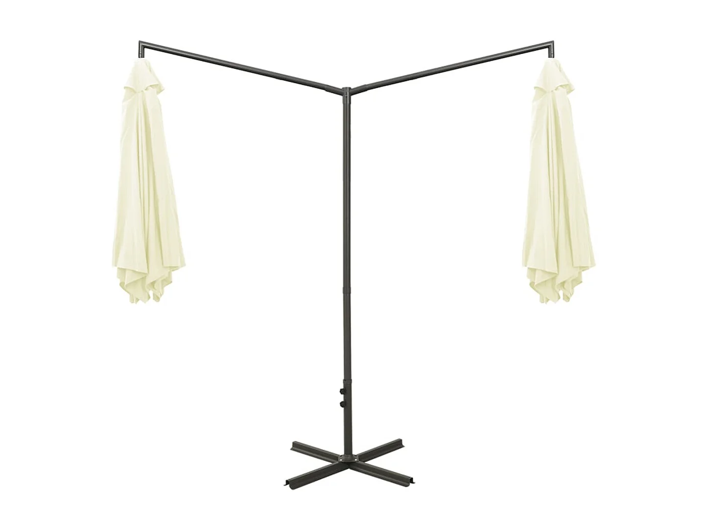 Sombrilla doble con palo de acero color arena 600 cm