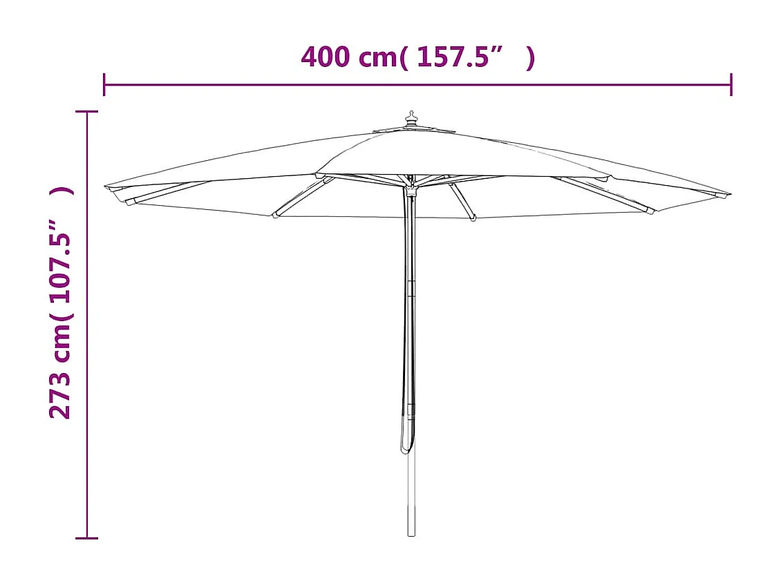 Parasol de jardin avec mât en bois terre cuite 400x273 cm