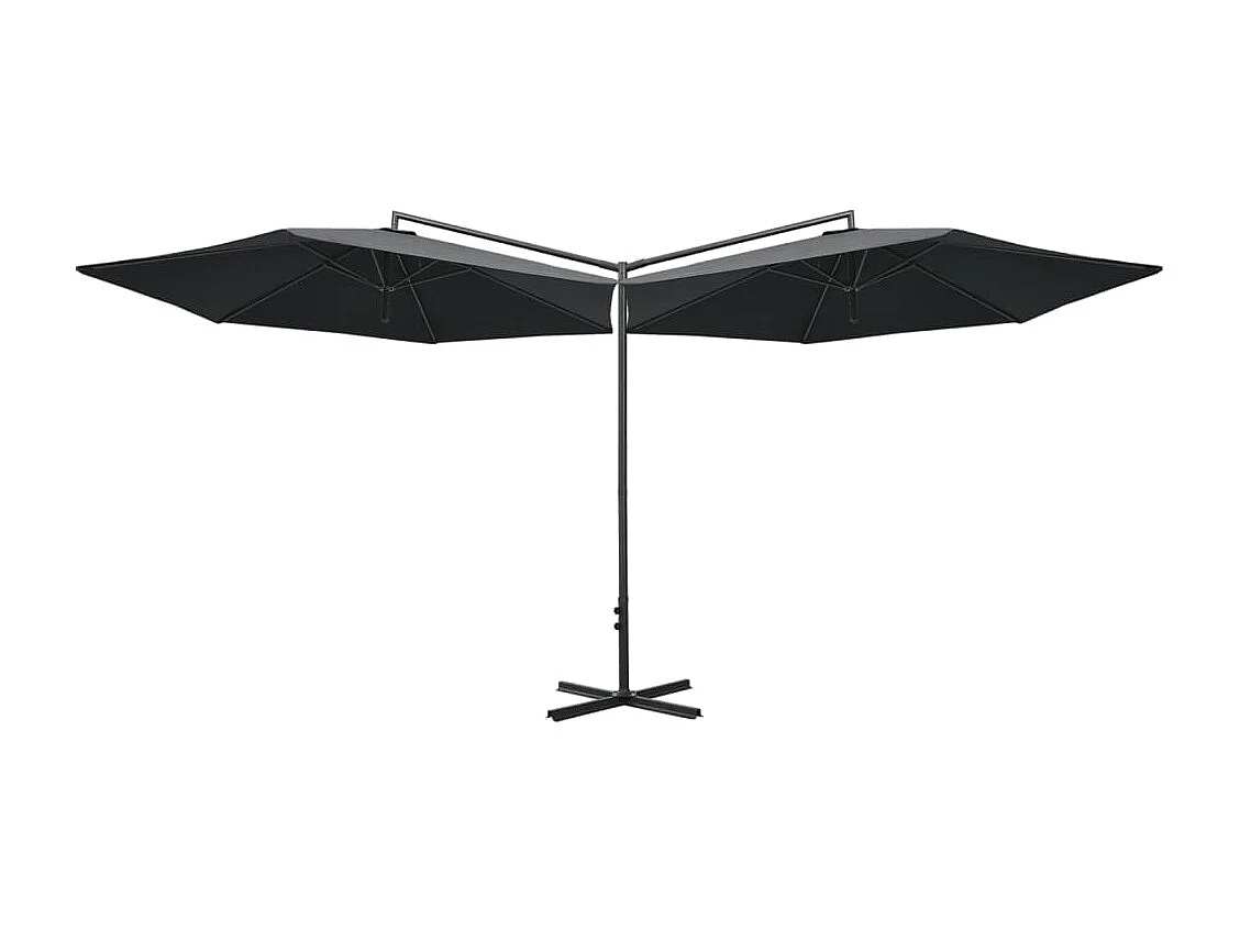 Guarda-sol duplo com mastro de aço 600 cm antracite