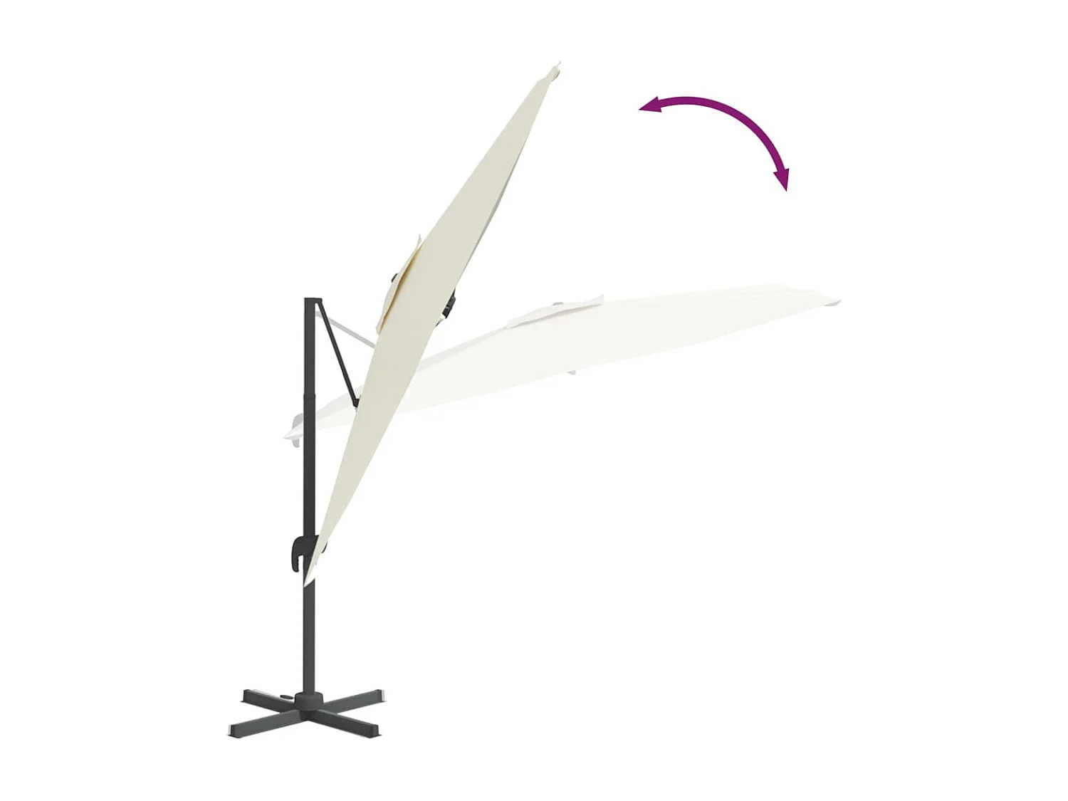 Sombrilla voladiza con LED blanco arena 400x300 cm