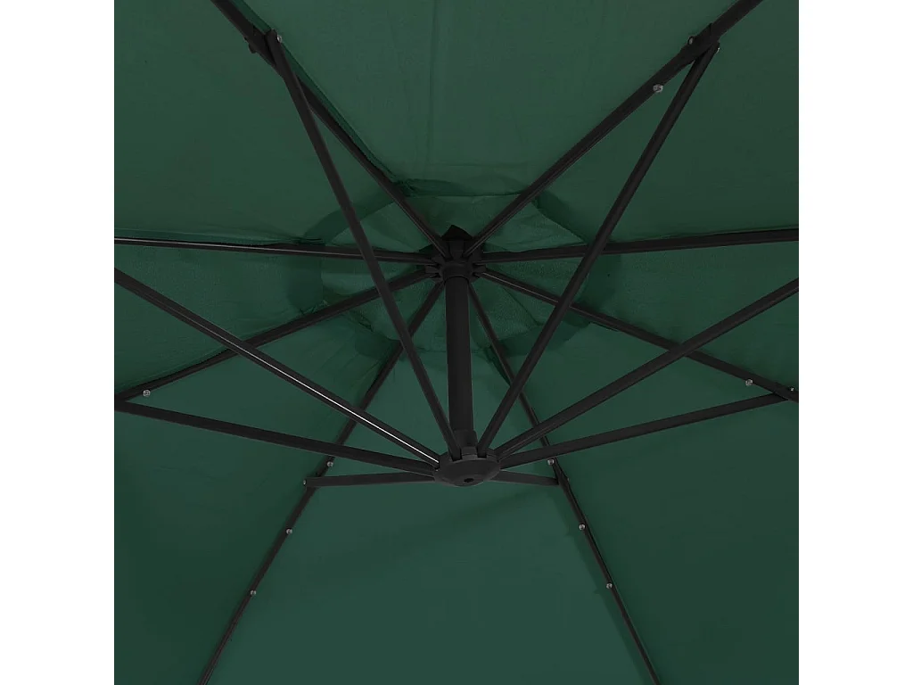 Zweefparasol met LED-verlichting en metalen paal 300 cm groen