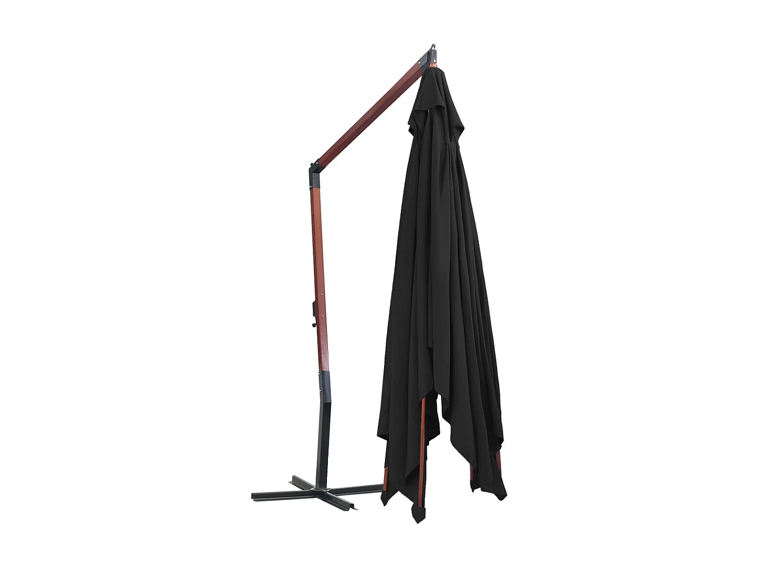 Parasol suspendu avec mât en bois 400x300 cm Noir