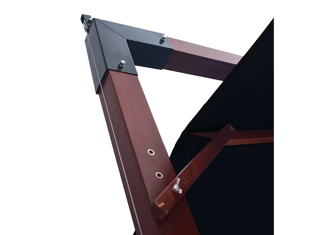 Parasol suspendu avec mât en bois 400x300 cm Noir