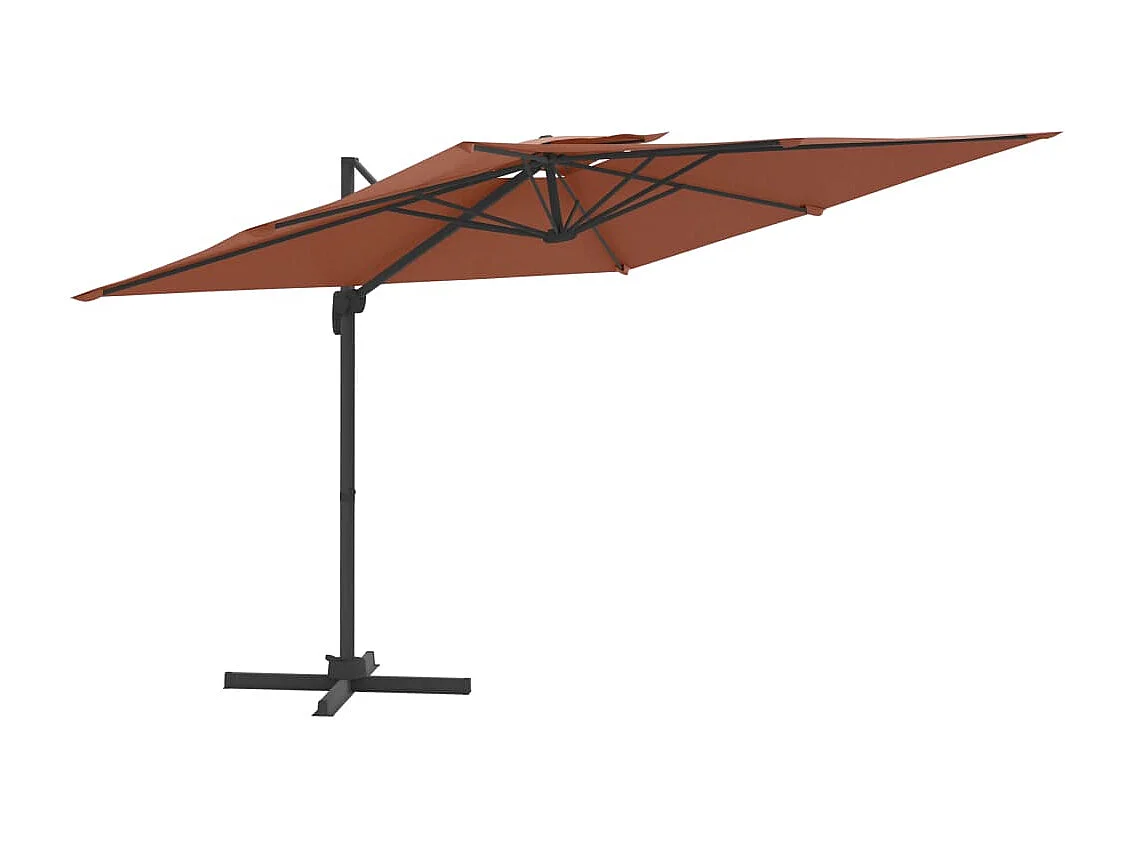 Parasol cantilever à double toit Terre cuite 400x300 cm