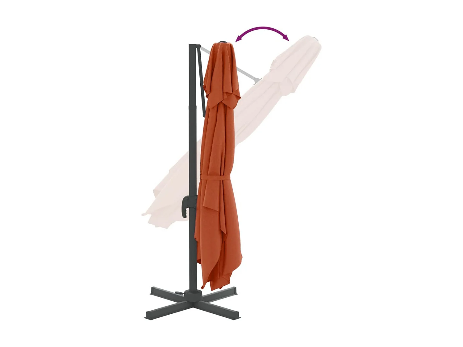 Parasol cantilever à double toit Terre cuite 400x300 cm