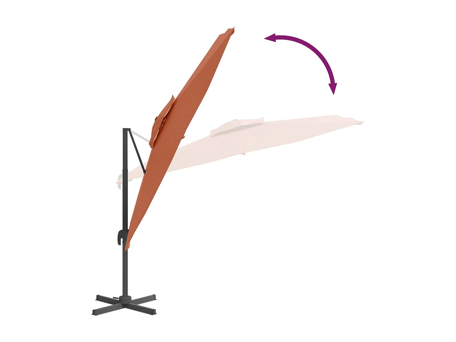 Parasol cantilever à double toit Terre cuite 400x300 cm