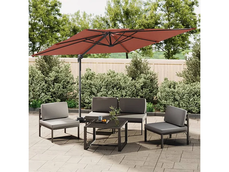 Parasol cantilever à double toit Terre cuite 400x300 cm