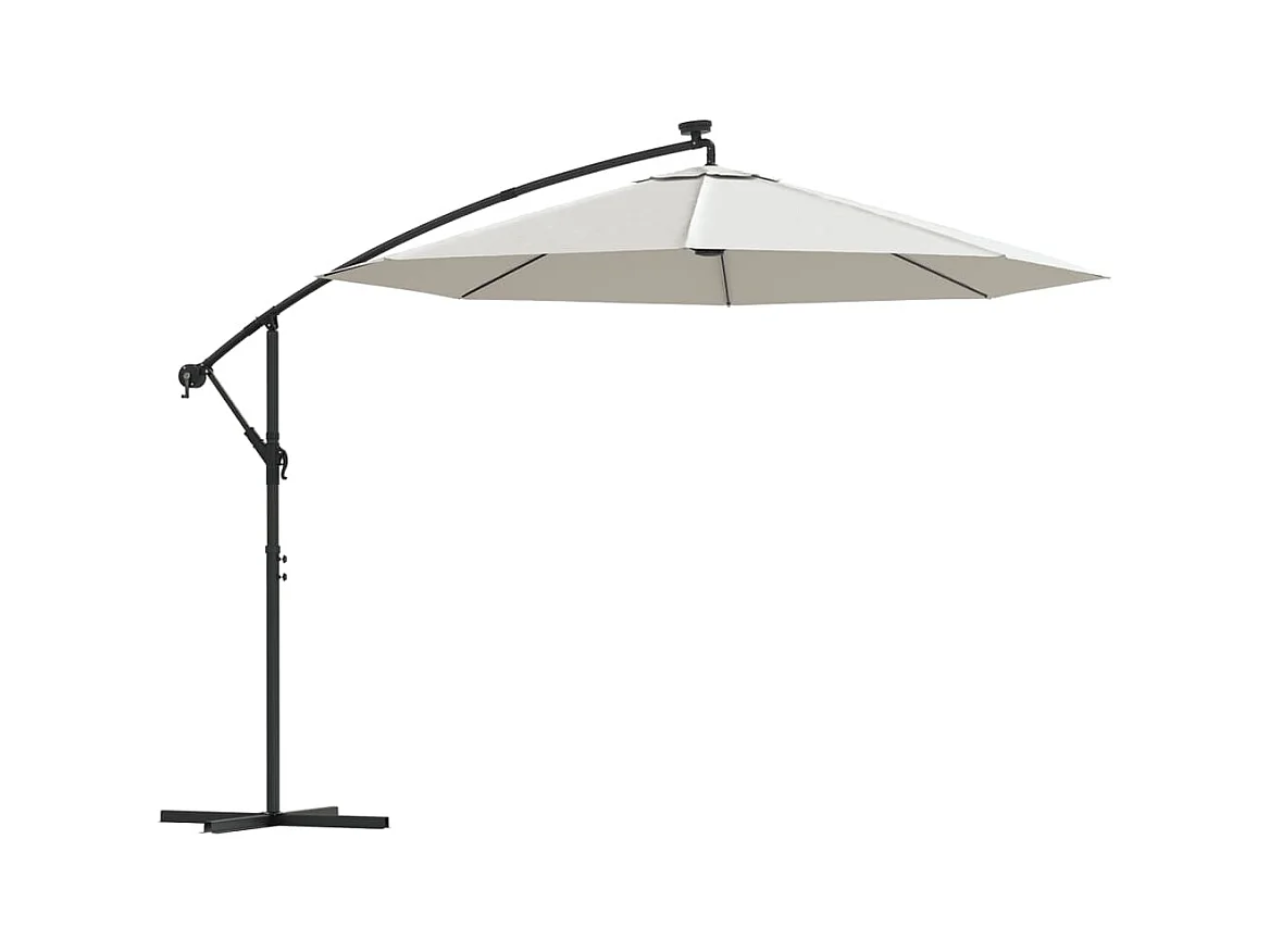 Parasol avec éclairage LED 300cm Poteau en métal Sable