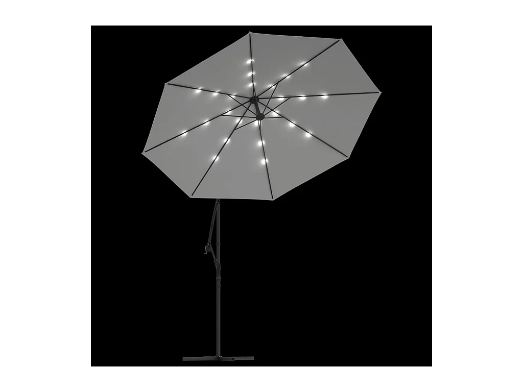Parasol avec éclairage LED 300cm Poteau en métal Sable