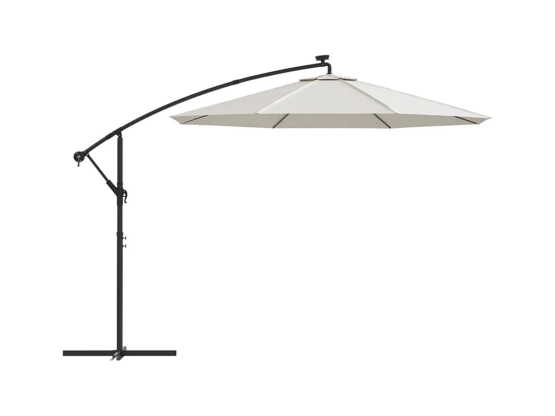 Parasol avec éclairage LED 300cm Poteau en métal Sable