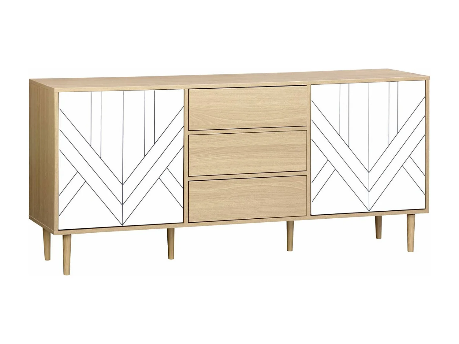 Credenza a 2 ante effetto legno, 160cm, bianco