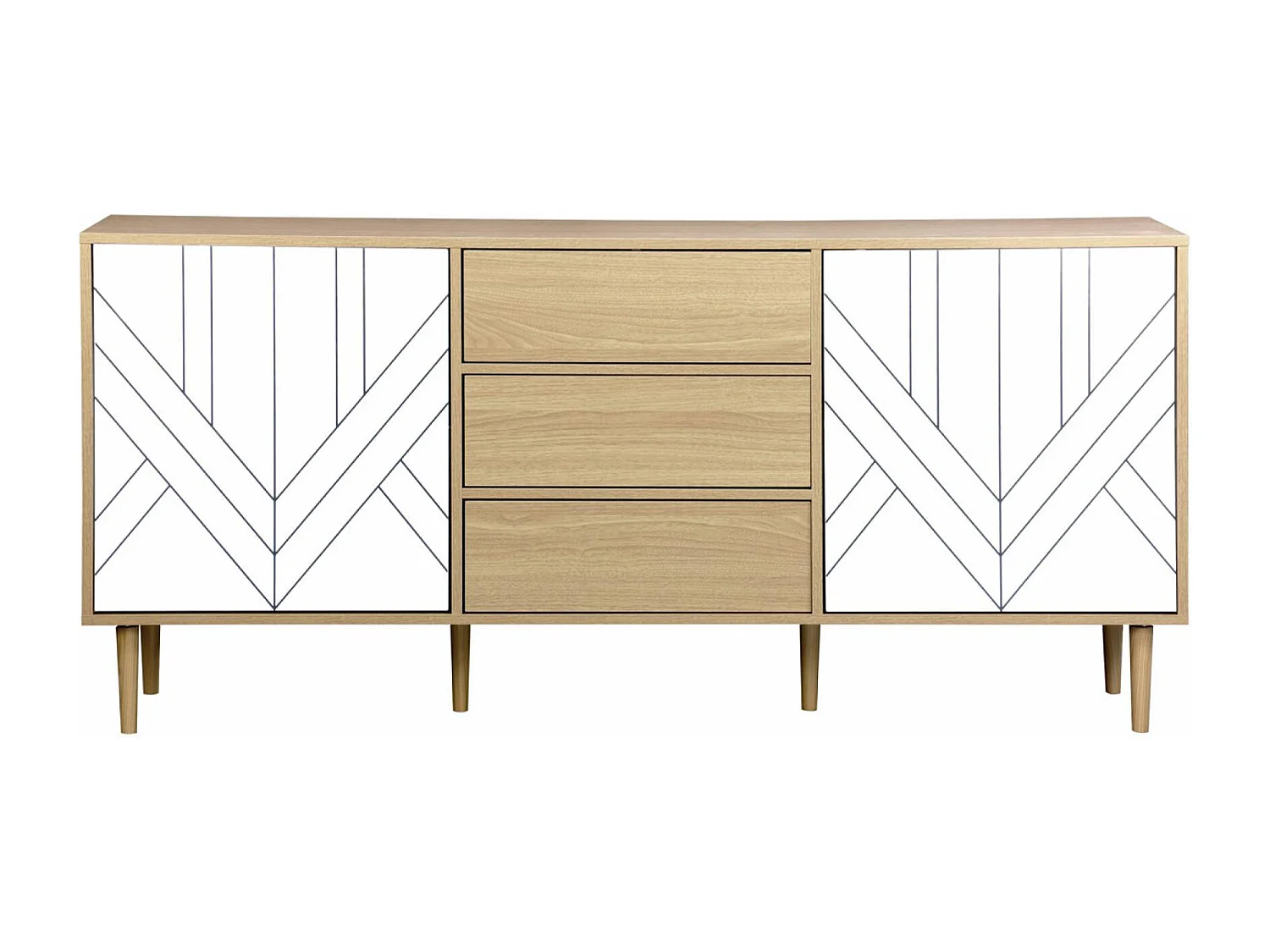Credenza a 2 ante effetto legno, 160cm, bianco