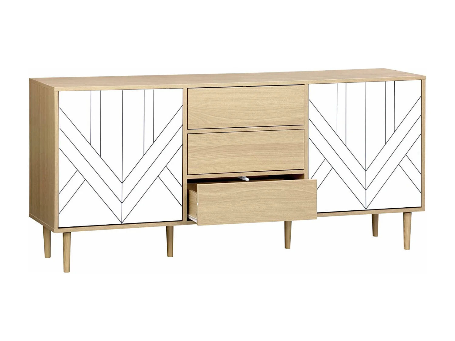 Credenza a 2 ante effetto legno, 160cm, bianco