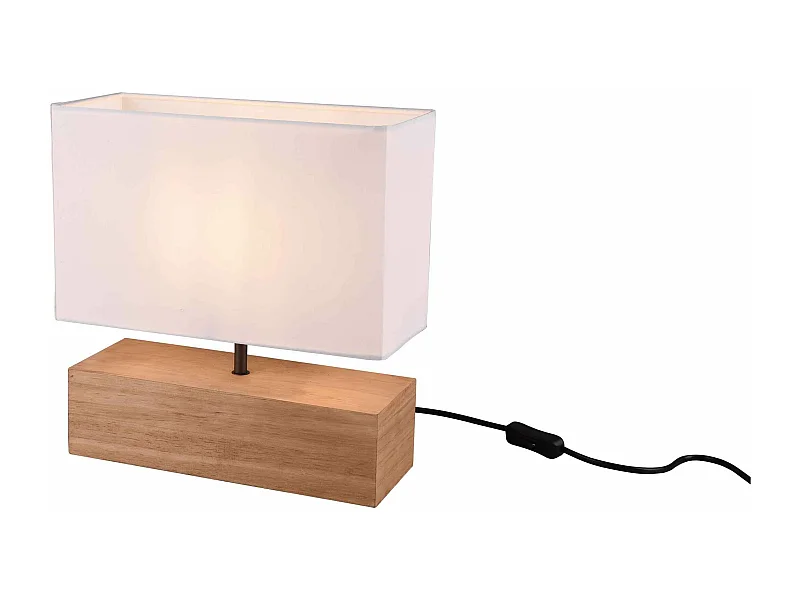 Lampada da tavolo, base legno naturale, bianco, H 30 cm, Woody