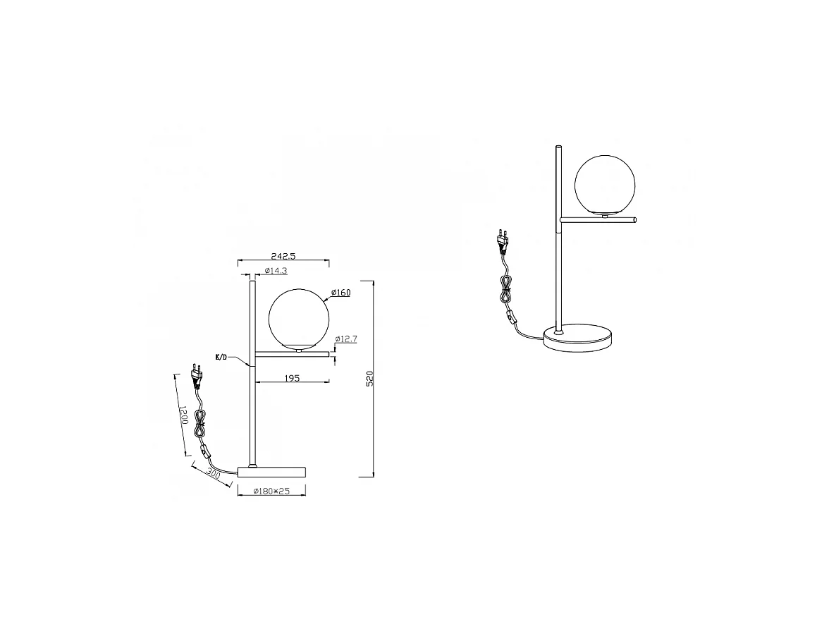 Lampada da tavolo, metallo, ottone satinato, 18x52x24,2 cm, Pure