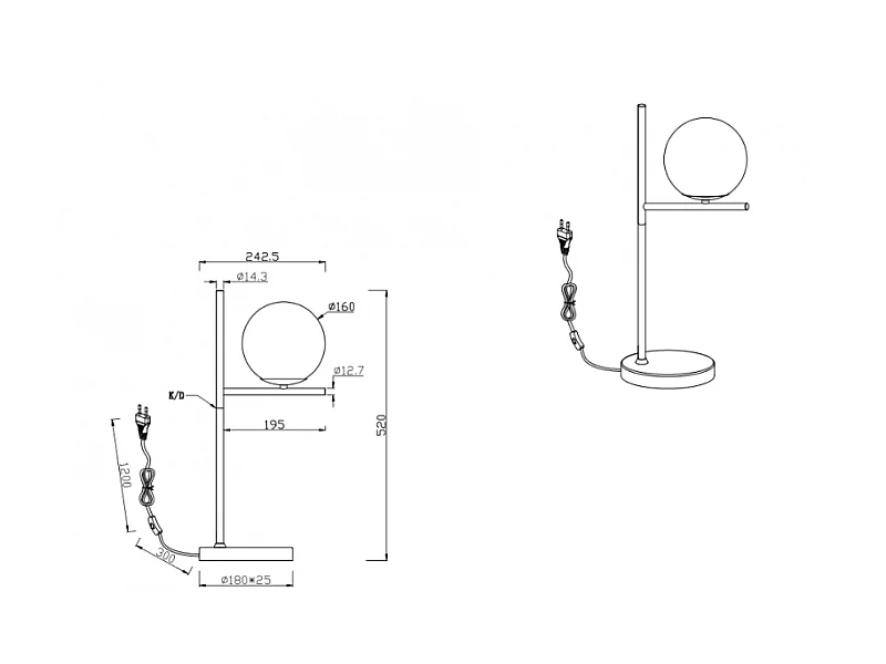 Lampe de table Pure, Métal, Or