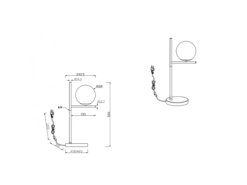 Lampe de table Pure, Métal, Gris