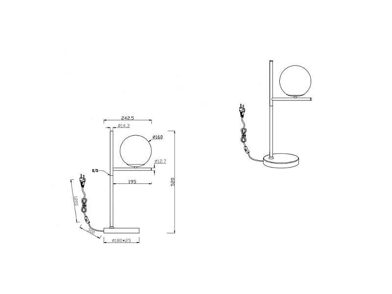 Lampe de table Pure, Métal, Gris