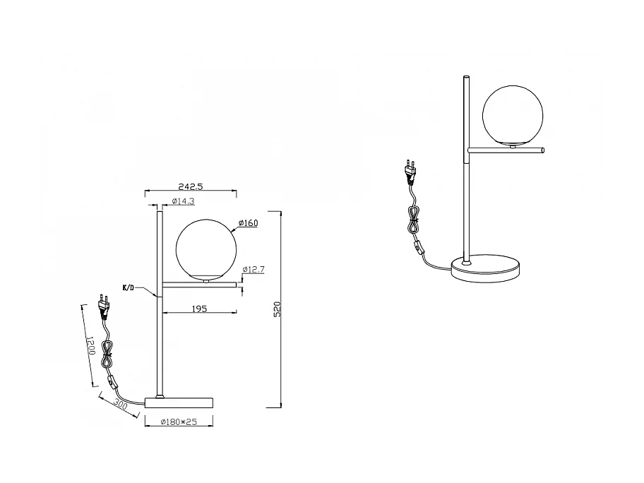 Lampe de table Pure, Métal, Gris