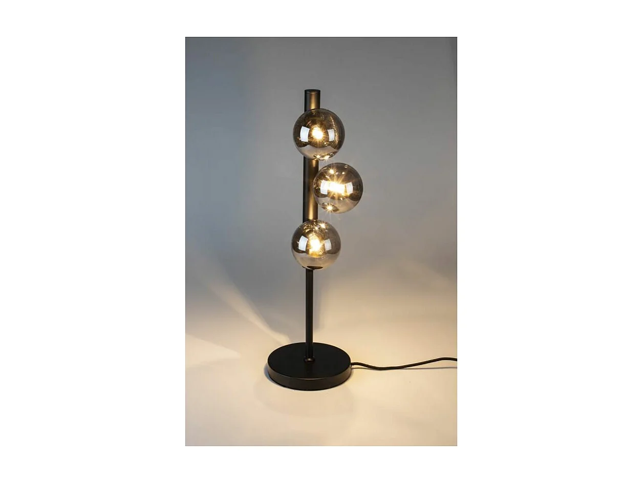 Lampe design métal noir et 3 boules de verre - Boite à design