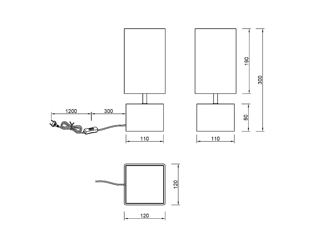 Lampada da tavolo, legno, naturale, 12x30x12 cm, Woody