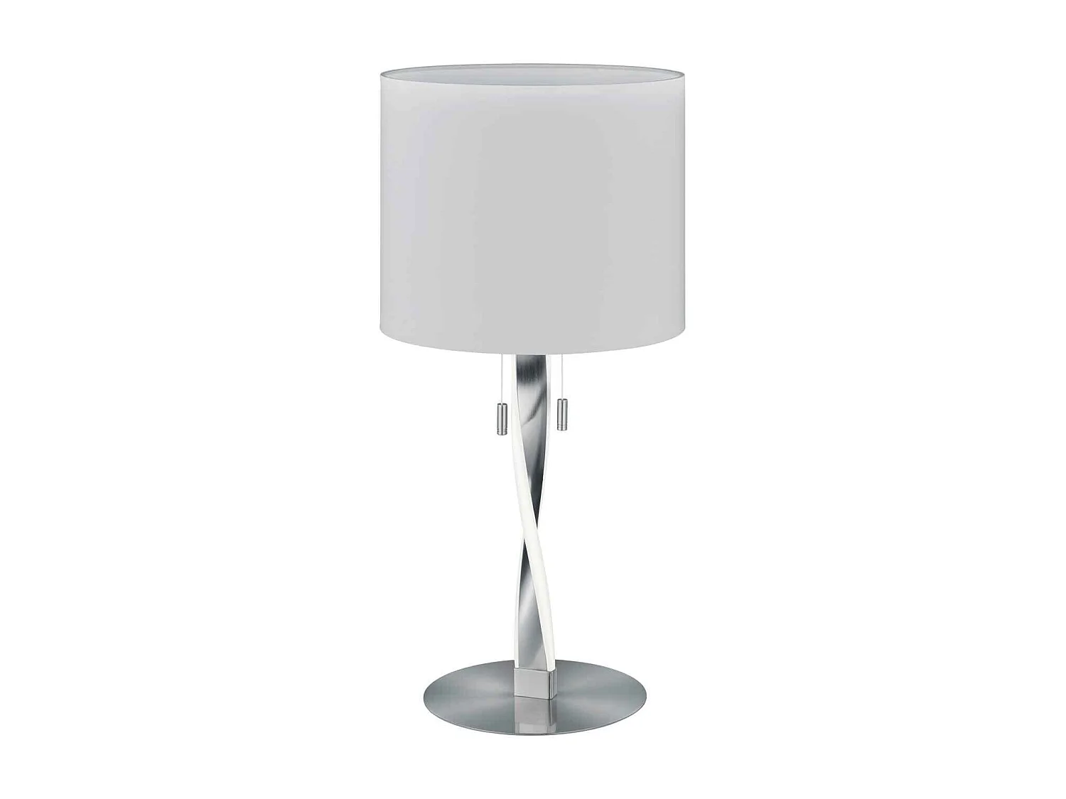 Lampada da tavolo, metallo e tessuto, bianco e acciaio, H 62 cm, Nandor