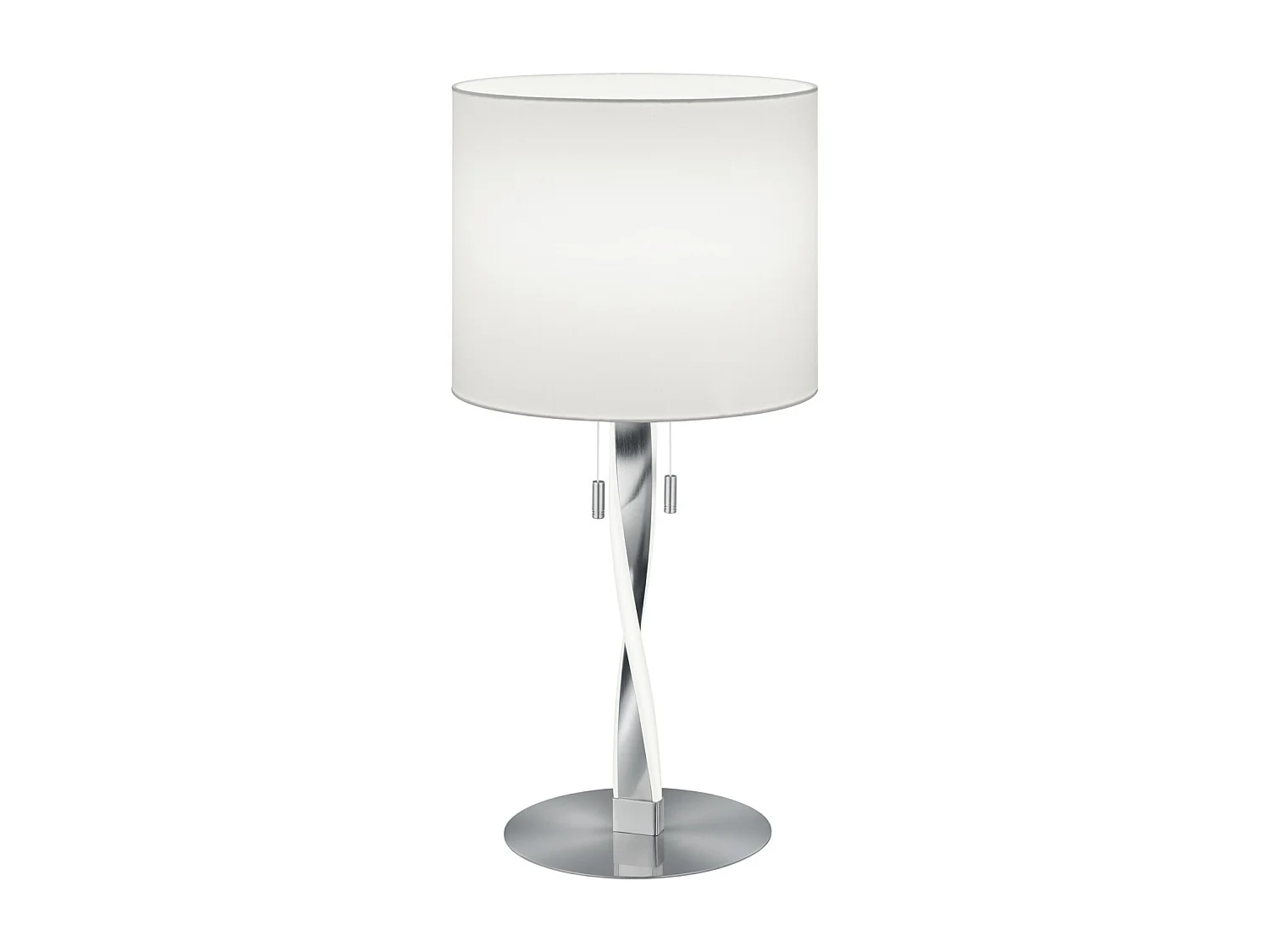 Lampada da tavolo, metallo e tessuto, bianco e acciaio, H 62 cm, Nandor