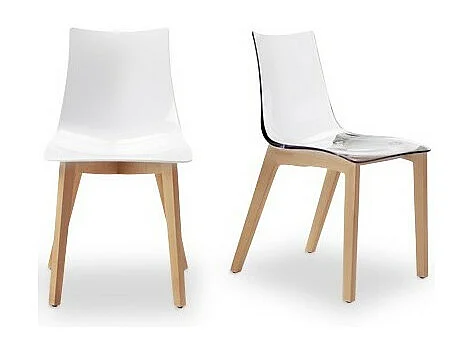 Chaise transparente design avec pieds bois - NATURAL ZEBRA