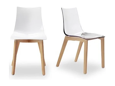 Chaise transparente design avec pieds bois - NATURAL ZEBRA