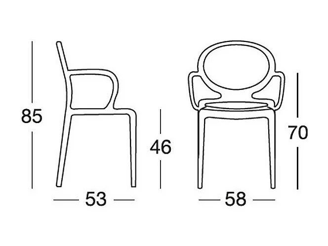 4 Chaises design GIO à accoudoirs - intérieur et extérieur