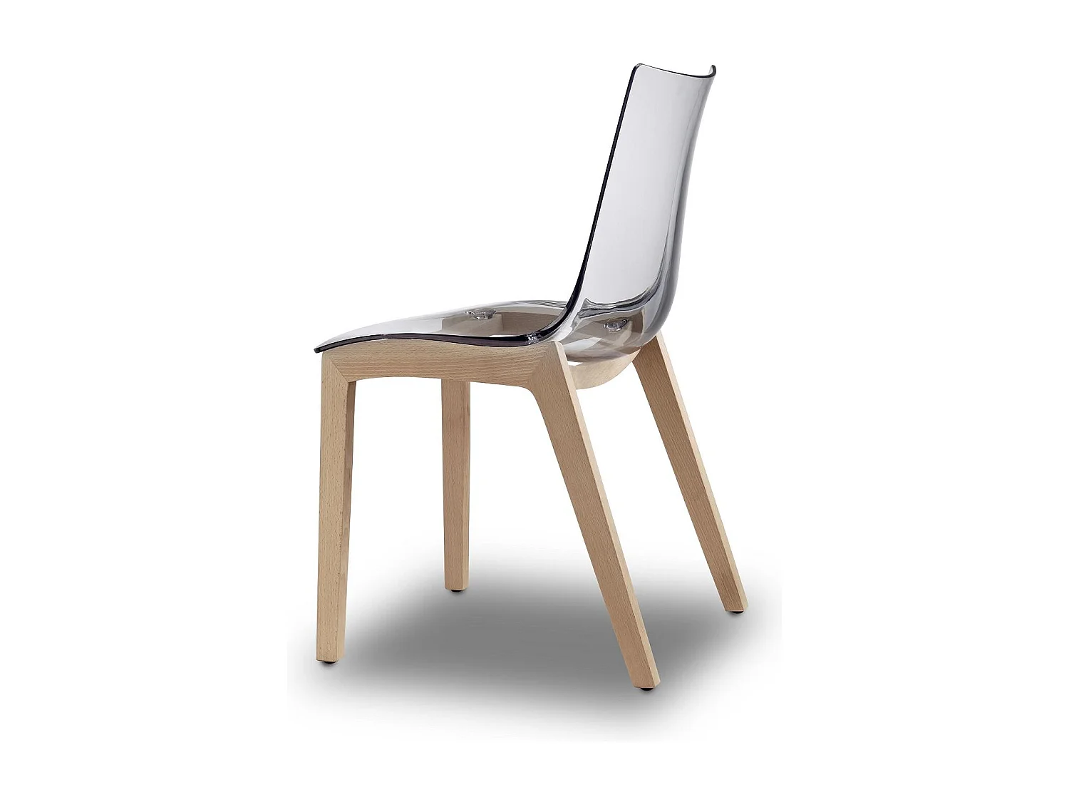 Chaise transparente design avec pieds bois - NATURAL ZEBRA