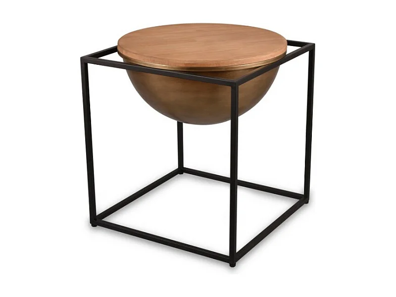 Table basse bois et métal large Celina