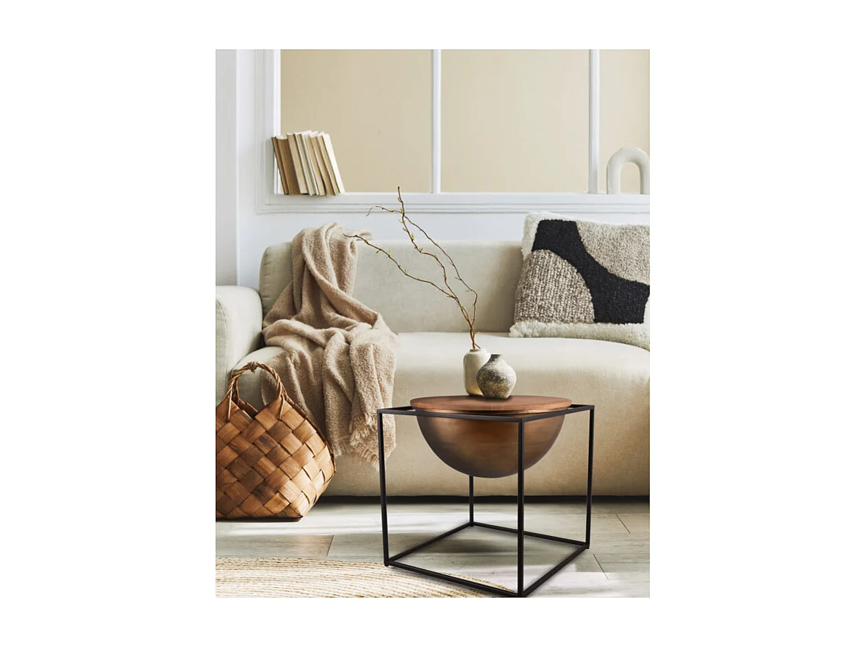 Table basse bois et métal large Celina