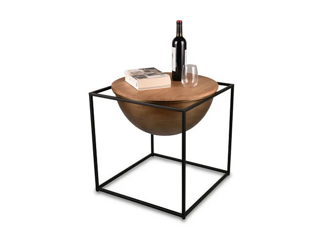 Table basse bois et métal large Celina