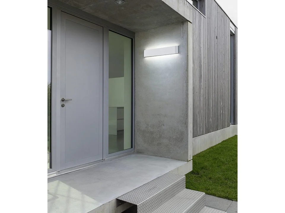 Applique da esterno LED 2 luci, alluminio, bianco opaco, 46,5x9x4 cm, Thames Ii