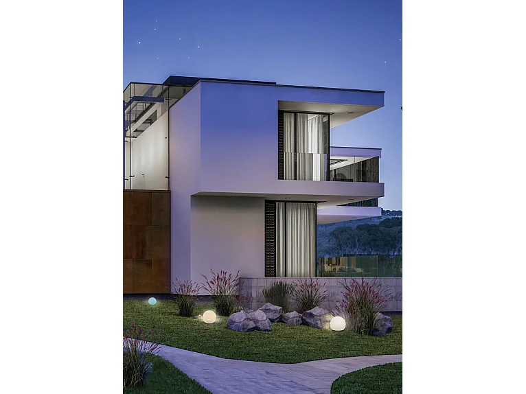 Lampada da tavolo LED, plastica, bianco, 30x28x30 cm, Melo